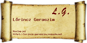 Lőrincz Geraszim névjegykártya